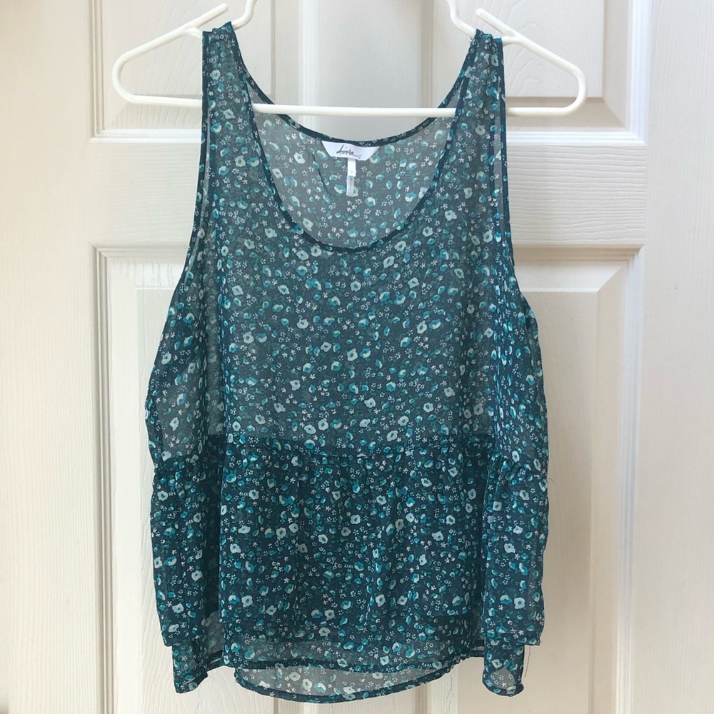 Kina Sleeveless Sheer Floral Blouse Sz M